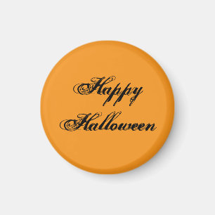Glad Halloween Handskriven Magnet (Orange & Svart