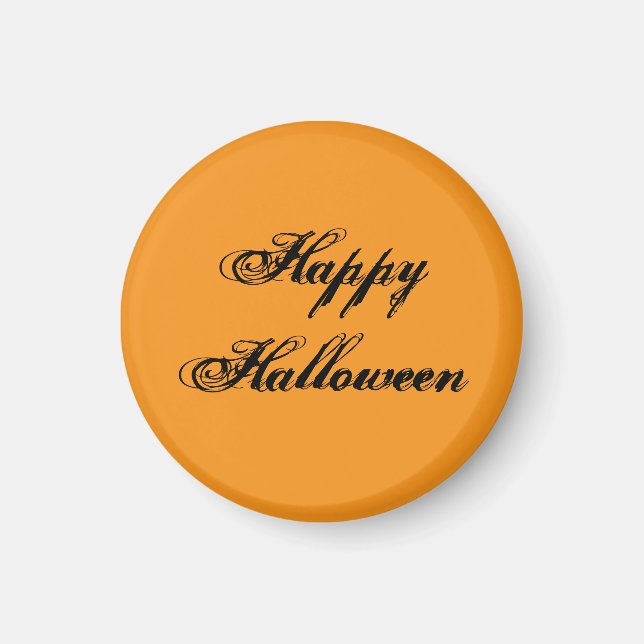 Glad Halloween Handskriven Magnet (Orange & Svart (Framsidan)