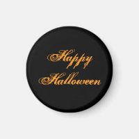 Glad Halloween Handstil Magnet (Svart & Orange)