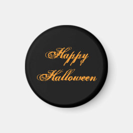 Glad Halloween Handstil Magnet (Svart & Orange)