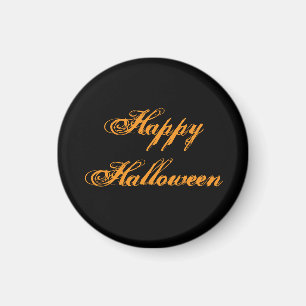 Glad Halloween Handstil Magnet (Svart & Orange)