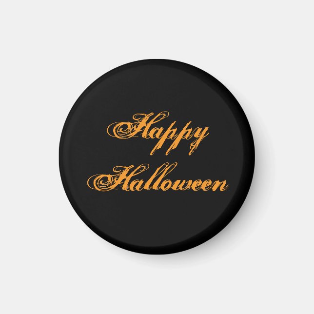 Glad Halloween Handstil Magnet (Svart & Orange) (Framsidan)