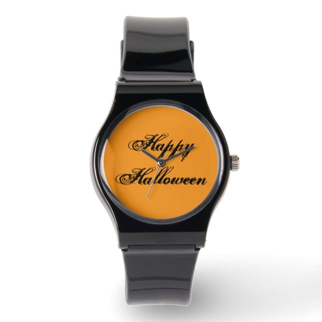Glad Halloween Handstil Ur (Orange & Svart) Armbandsur (Framsida)