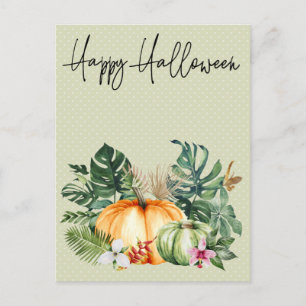 Glad Halloween Hawaii Tropisk Pumpa Vykort