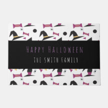 Glad Halloween Häxa Godis Mönster Namn Dörrmatta