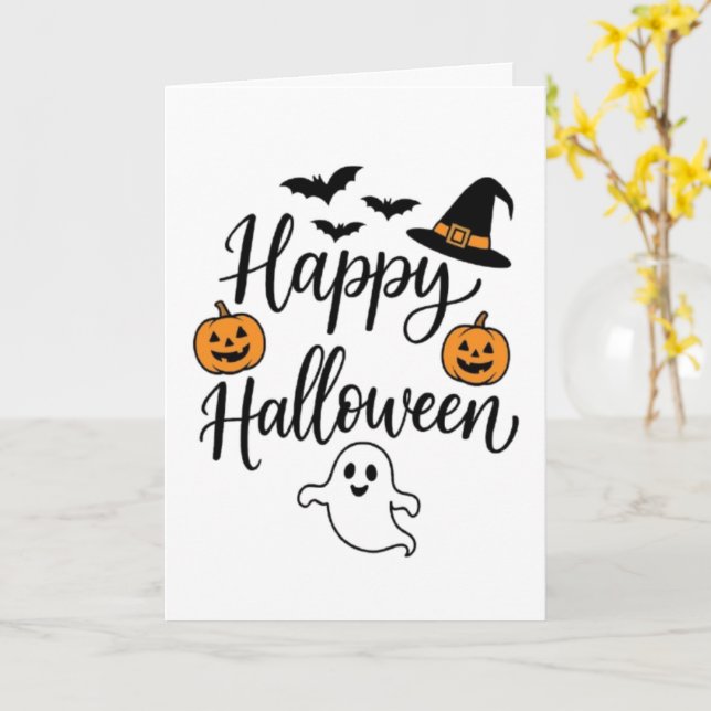 Glad Halloween Häxa Hatt Jack O Lantern Pumpa  Kort (Gul blomma)