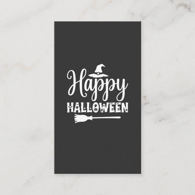Glad Halloween Häxa Hatt Kvast Design Visitkort (Framsida)
