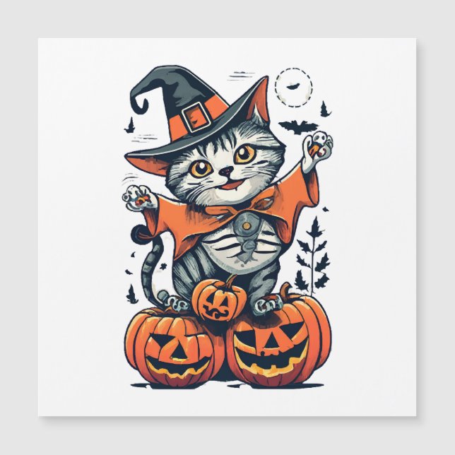 Glad Halloween Häxa Katt (Framsida)