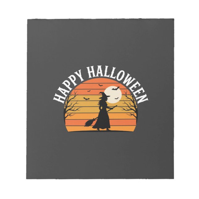 Glad Halloween Häxa Solnedgång Design_1 Anteckningsblock (Framsida)