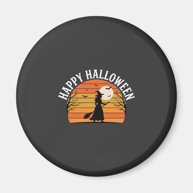 Glad Halloween Häxa Solnedgång Design_1 Magnet (Framsidan)