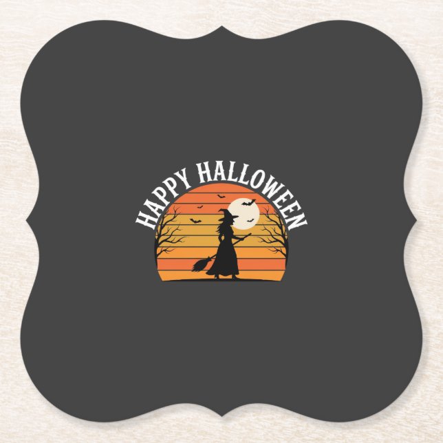 Glad Halloween Häxa Solnedgång Design_1 Underlägg Papper (Framsida)