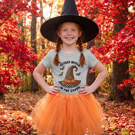 Glad Halloween Häxor Hatt Orange & Svart Gingham T Shirt