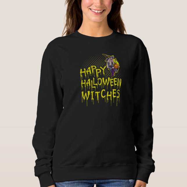Glad Halloween Häxor T Shirt (Framsida)