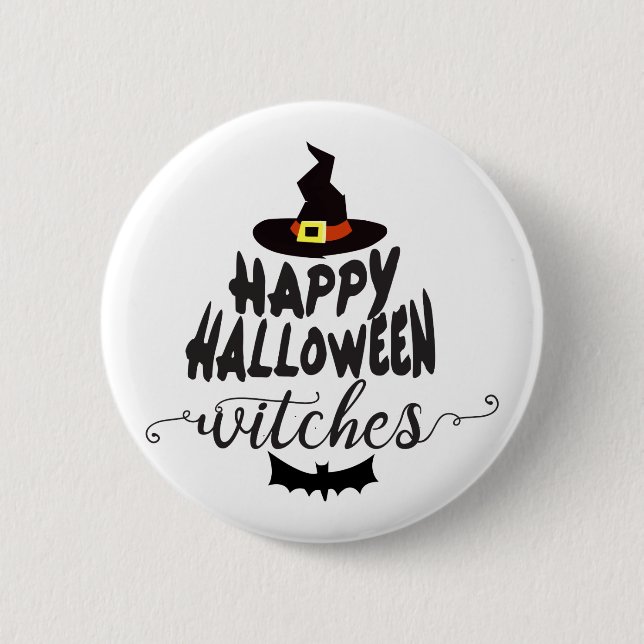 Glad Halloween Häxor Typografi Halloween Knapp (Framsida)