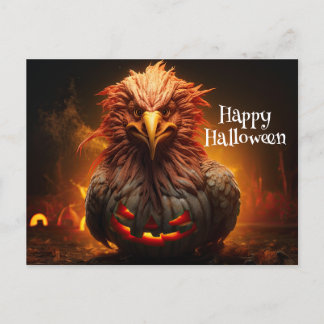 Glad Halloween Höna Tupp Pumpa Gård Papper Vykort