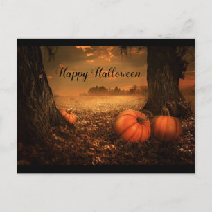 Glad Halloween Höst pumpa fält bok märke  Helg Vykort