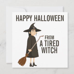 Glad Halloween-humor Svart och vit häxa Julkort