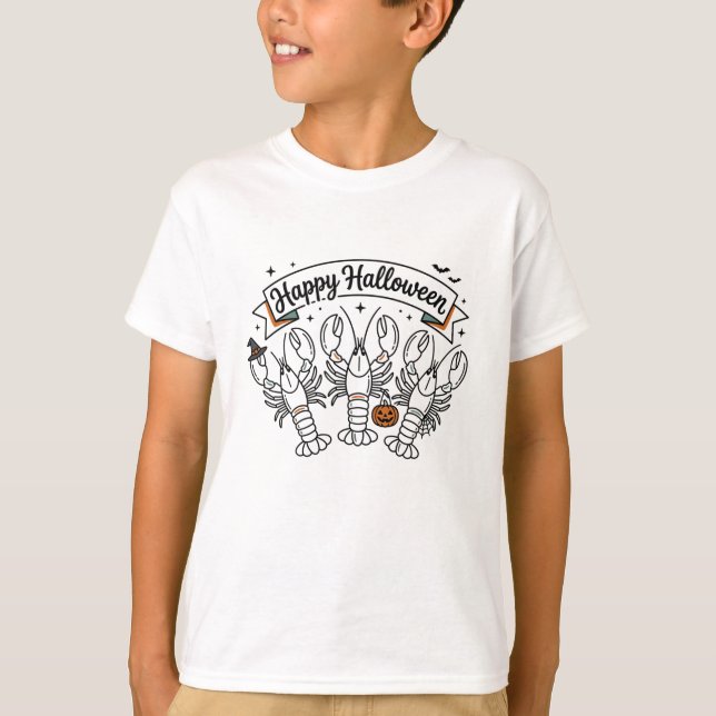 Glad Halloween Humrar T Shirt (Framsida)
