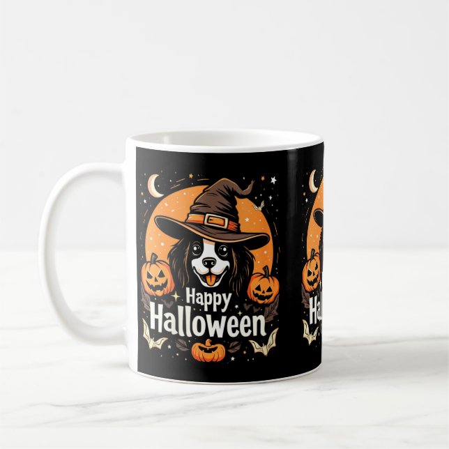 Glad Halloween Hund Dam Kaffemugg (Vänster)