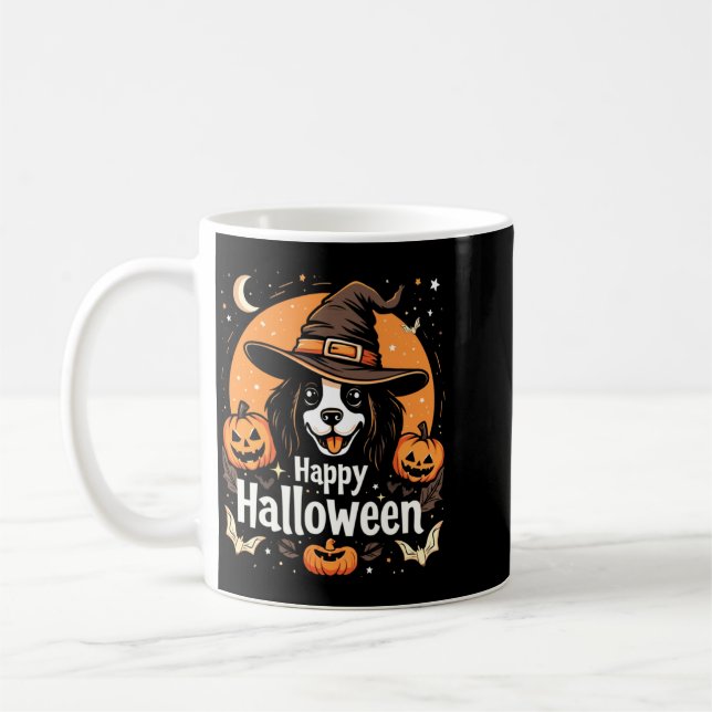 Glad Halloween Hund Långärmad Kaffemugg (Vänster)