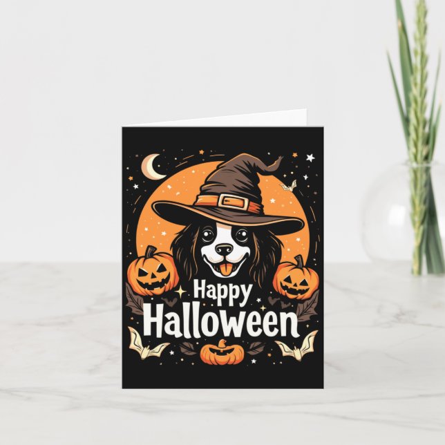 Glad Halloween Hund Långärmad Kort (Framsida)