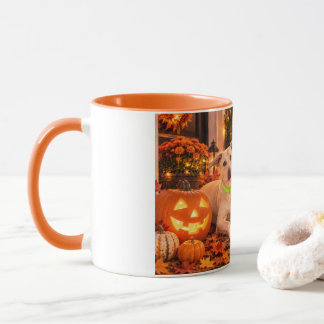 Glad Halloween Hund och Jack-o'-Lantern-mugg Mugg