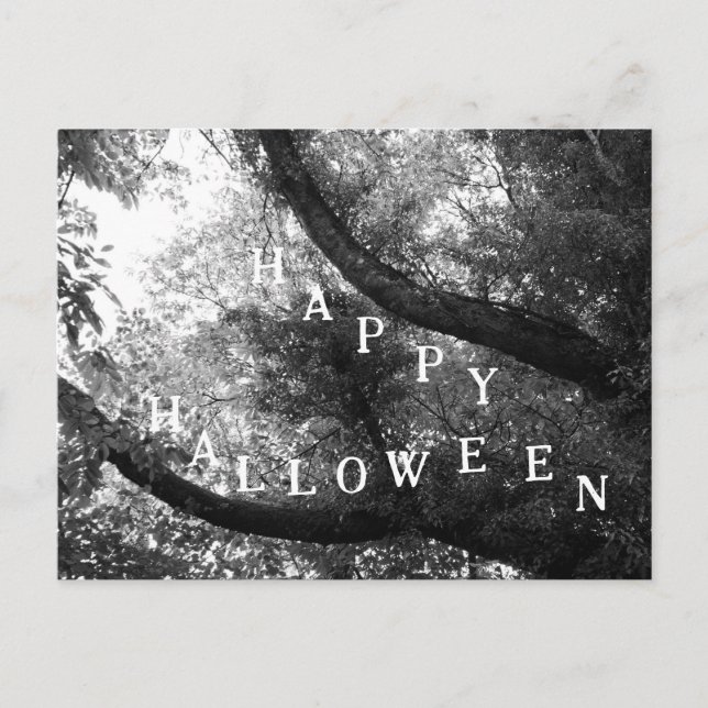 Glad Halloween i skogen Vykort (Framsida)