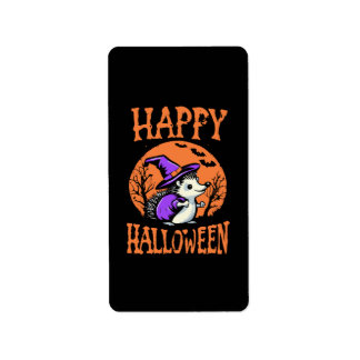 Glad Halloween Igelkott Häxa Adressetikett