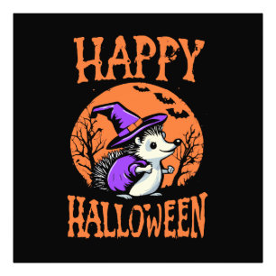 Glad Halloween Igelkott Häxa Fototryck