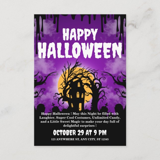 Glad Halloween inbjudningskort (Framsida)