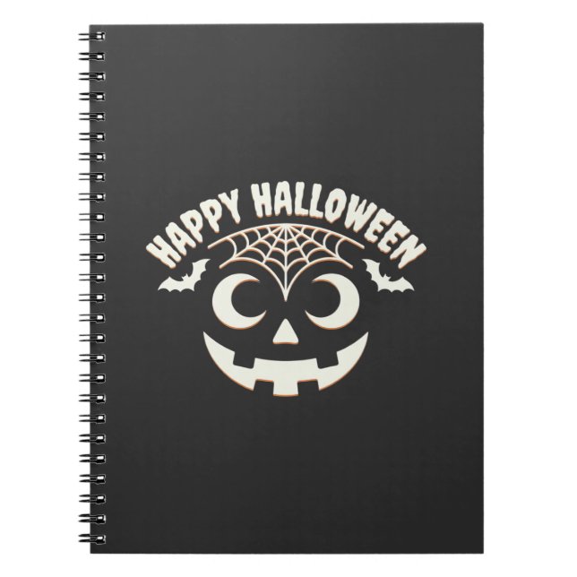 Glad Halloween Jack-O-Lantern Ansiktsdesign_1 Anteckningsbok (Framsidan)