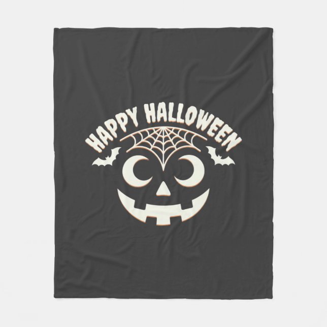 Glad Halloween Jack-O-Lantern Ansiktsdesign_1 Fleecefilt (Framsidan)