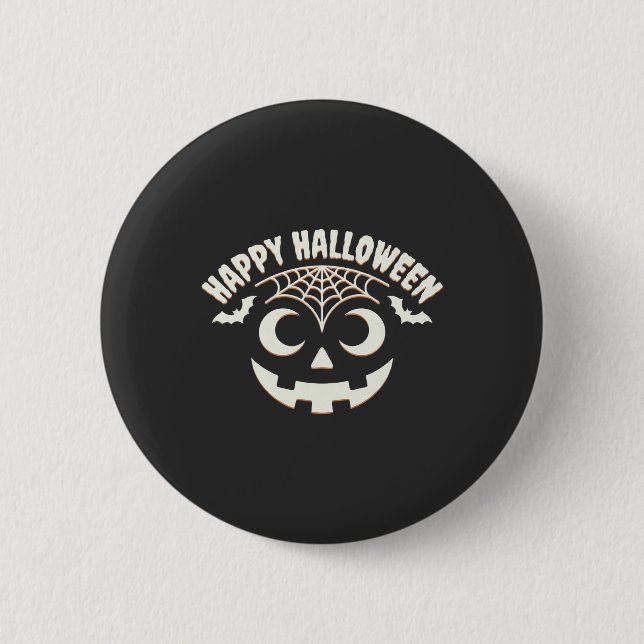 Glad Halloween Jack-O-Lantern Ansiktsdesign_1 Knapp (Framsida)