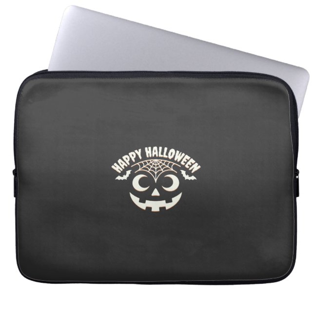 Glad Halloween Jack-O-Lantern Ansiktsdesign_1 Laptop Fodral (Framsidan)