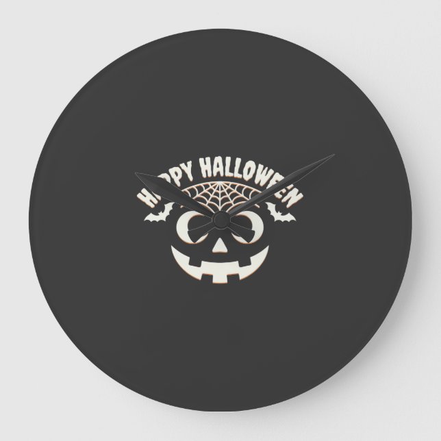 Glad Halloween Jack-O-Lantern Ansiktsdesign_1 Stor Klocka (Framsida)