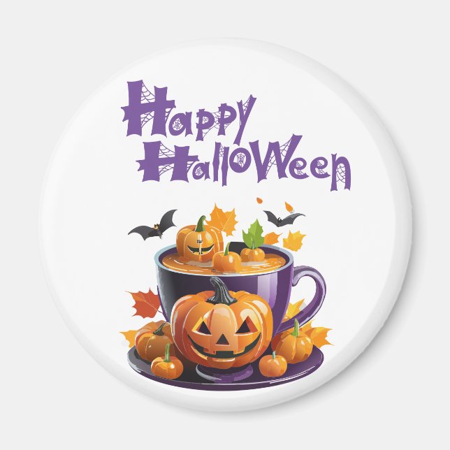 Glad Halloween Jack-O-Lantern Brygg Cup Magnet (Framsidan)