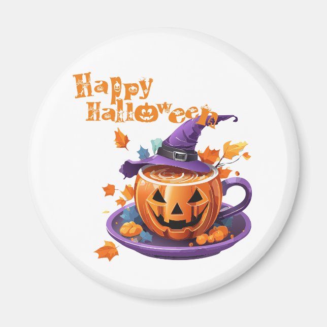 Glad Halloween Jack-O-Lantern Brygg Cup Magnet (Framsidan)