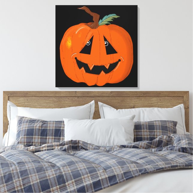 Glad Halloween Jack O Lantern Illustrativ Konst Canvastryck (Insitu (sovrum))
