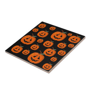 Glad Halloween Jack O Lantern Illustrativ Konst Kakelplatta