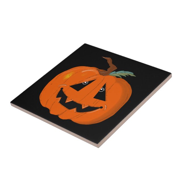 Glad Halloween Jack O Lantern Illustrativ Konst Kakelplatta (Sidan)
