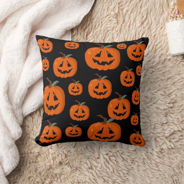 Glad Halloween Jack O Lantern Illustrativ Konst Kudde (Filt)