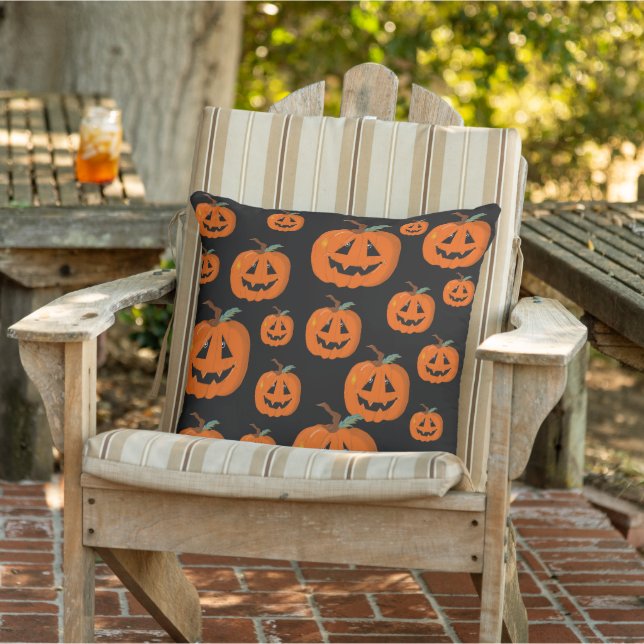 Glad Halloween Jack O Lantern Illustrativ Konst Kudde (Stol)