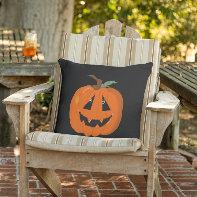 Glad Halloween Jack O Lantern Illustrativ Konst Kudde (Stol)