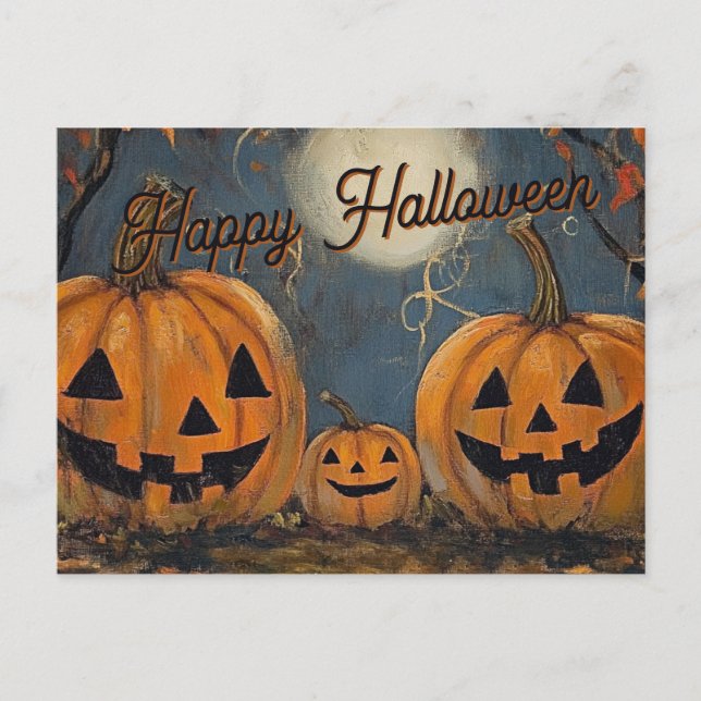 Glad Halloween Jack O' Lantern-ljus Vykort (Framsida)
