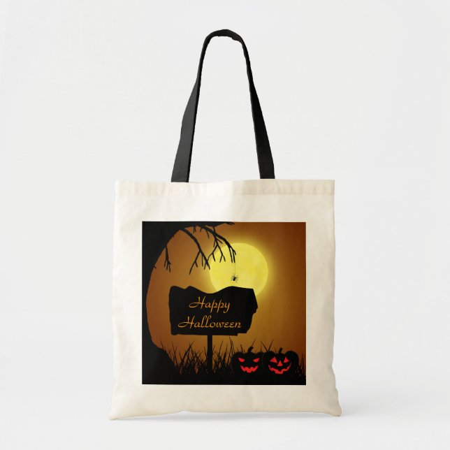 Glad Halloween Jack O Lantern Pumpa - Tote Tygkasse (Framsidan)