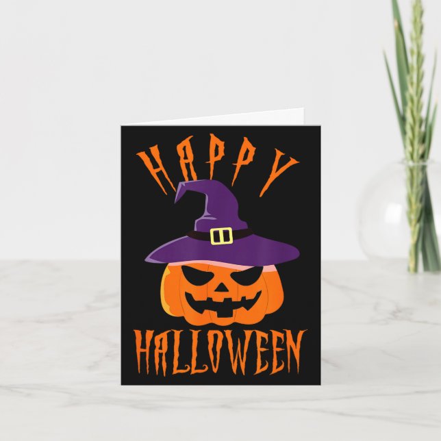Glad halloween jack o lykta häxhatt trick or kort (Framsida)