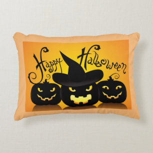 Glad Halloween Jack-O-Lyktor Prydnadskudde