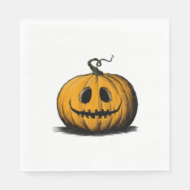 Glad Halloween Jack O'Lantern Vuxen Naturlig Pappersservett (Framsidan)