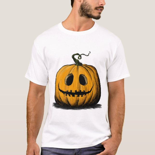 Glad Halloween Jack O'Lantern Vuxen Naturlig T Shirt (Framsida)