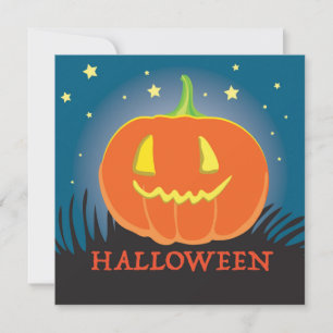 Glad Halloween-kärra med pumpa Julkort